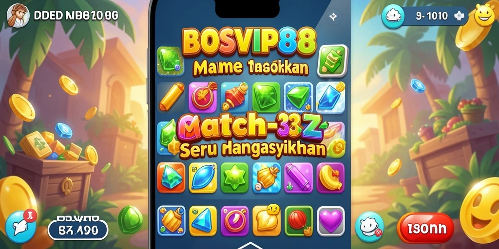 Tampilan gameplay BOSVIP88 dengan elemen Match-3 yang menarik.