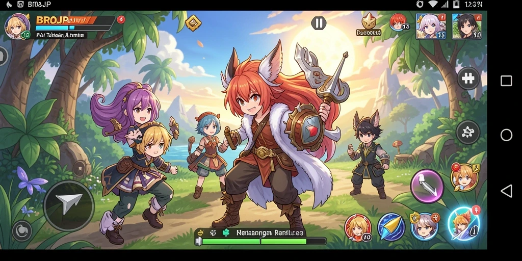Tangkapan layar yang menunjukkan petualangan seru dalam game Anime BROJP.