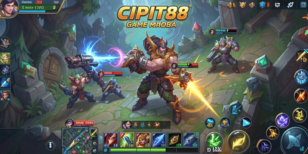 Screenshot utama CIPIT88 dengan gameplay MOBA yang mendebarkan.