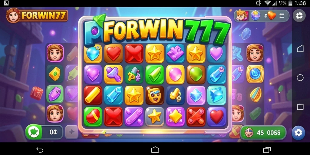 Tampilan seru dan menawan dari gameplay Match-3 FORWIN77.