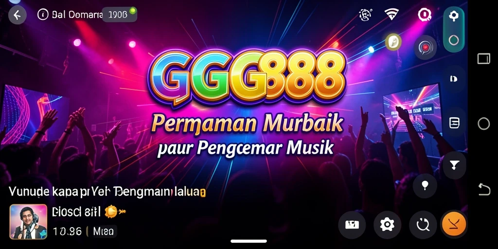 Tangkapan layar utama GGG888 menampilkan gameplay seru dengan musik yang mengalun.