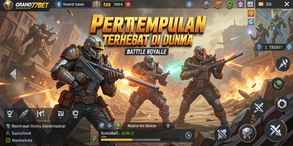 Gameplay epik di arena Battle Royale GRAND77BET.