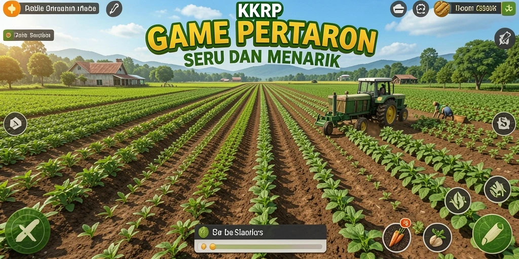 Screenshot dari gameplay KKRP, menunjukkan aktivitas bertani yang seru.